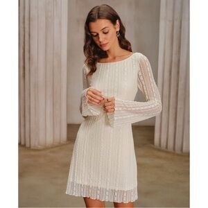 RIHOAS Ivory Long Sleeve Lace Dress